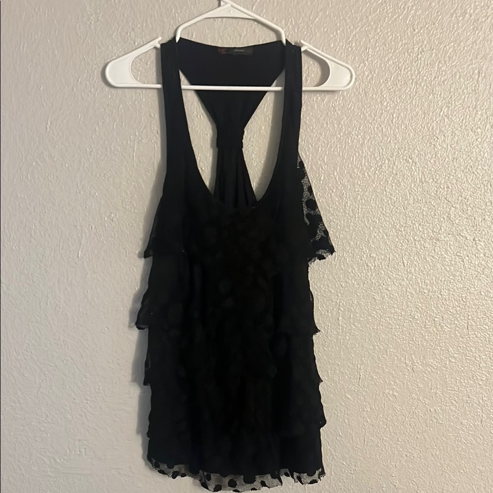 Black Ruffle Dress Tank